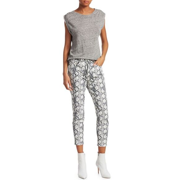 Frame Womens Ali High-Rise Cigarette Python-Print Jeans 27 Gris Multi NWT $225 - Picture 3 of 5